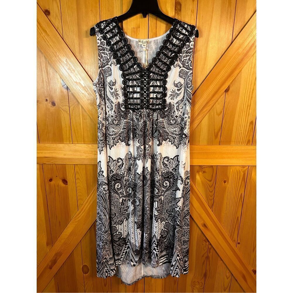 World Unity Womens Plus Size 1X Gem White Maxi Dress Sleeveless nwt (4748)